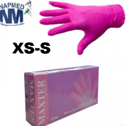 Rękawiczki Nitrylowe Bezpudrowe Różowe Maxter- 100 sztuk *S* *M*