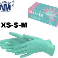 Rękawiczki Nitrylowe Bezpudrowe Zielone Teal Maxter- 100 sztuk XS*S*M