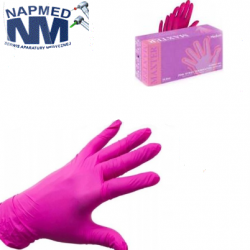 Rękawice MAXTER, nitrylowe różowe fuksja, PF 100szt/op